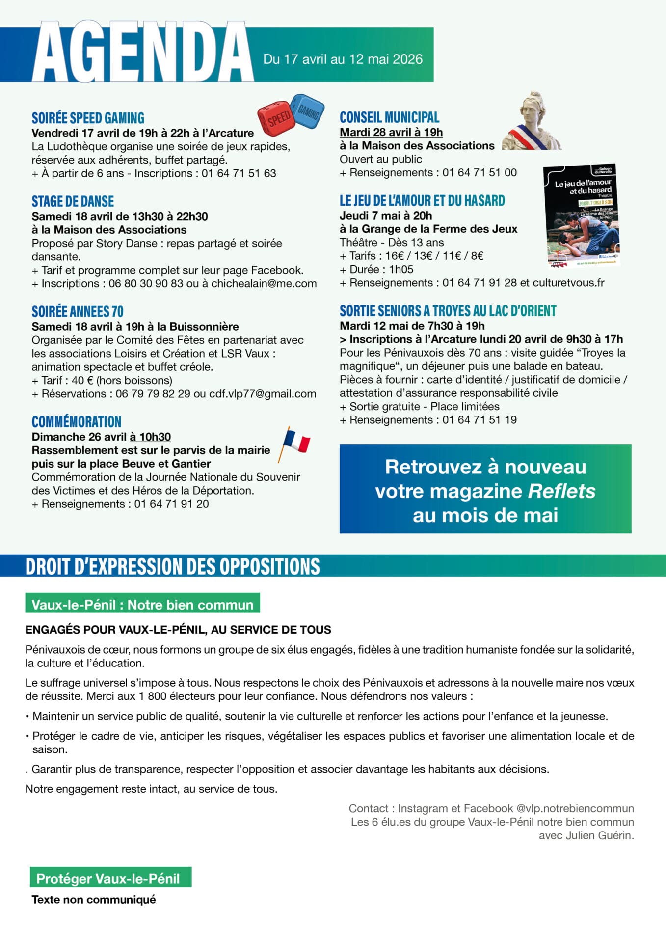 Lettre du Maire d'avril 2026 - Mairie de Vaux-le-Pénil